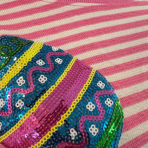 Cutest sequin egg oversized striped top S M L XL - Picture 9 of 9